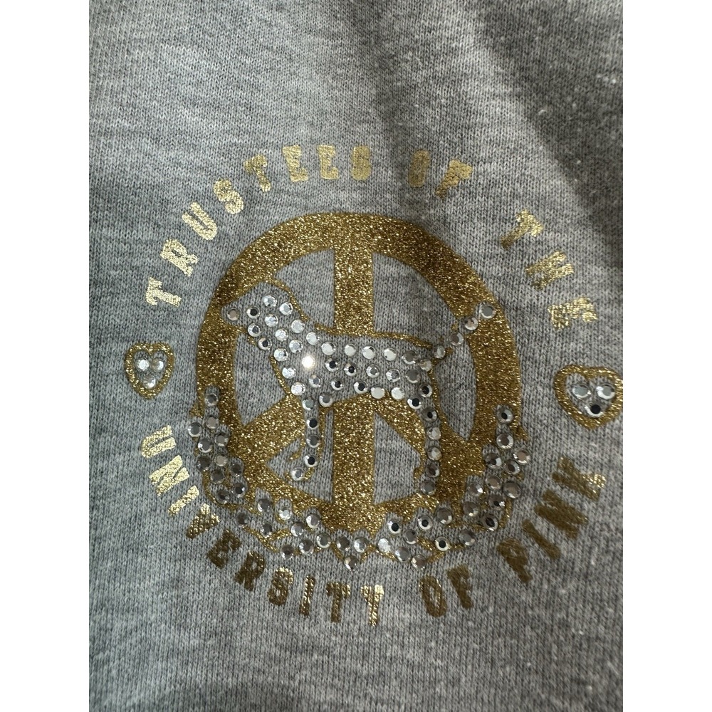 Vtg Victoria's Secret PINK University of Pink Gray Sweatsuit Gold Bling Large